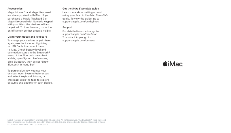 Image de la première page du manuel de l'appareil iMac 27" (2020)