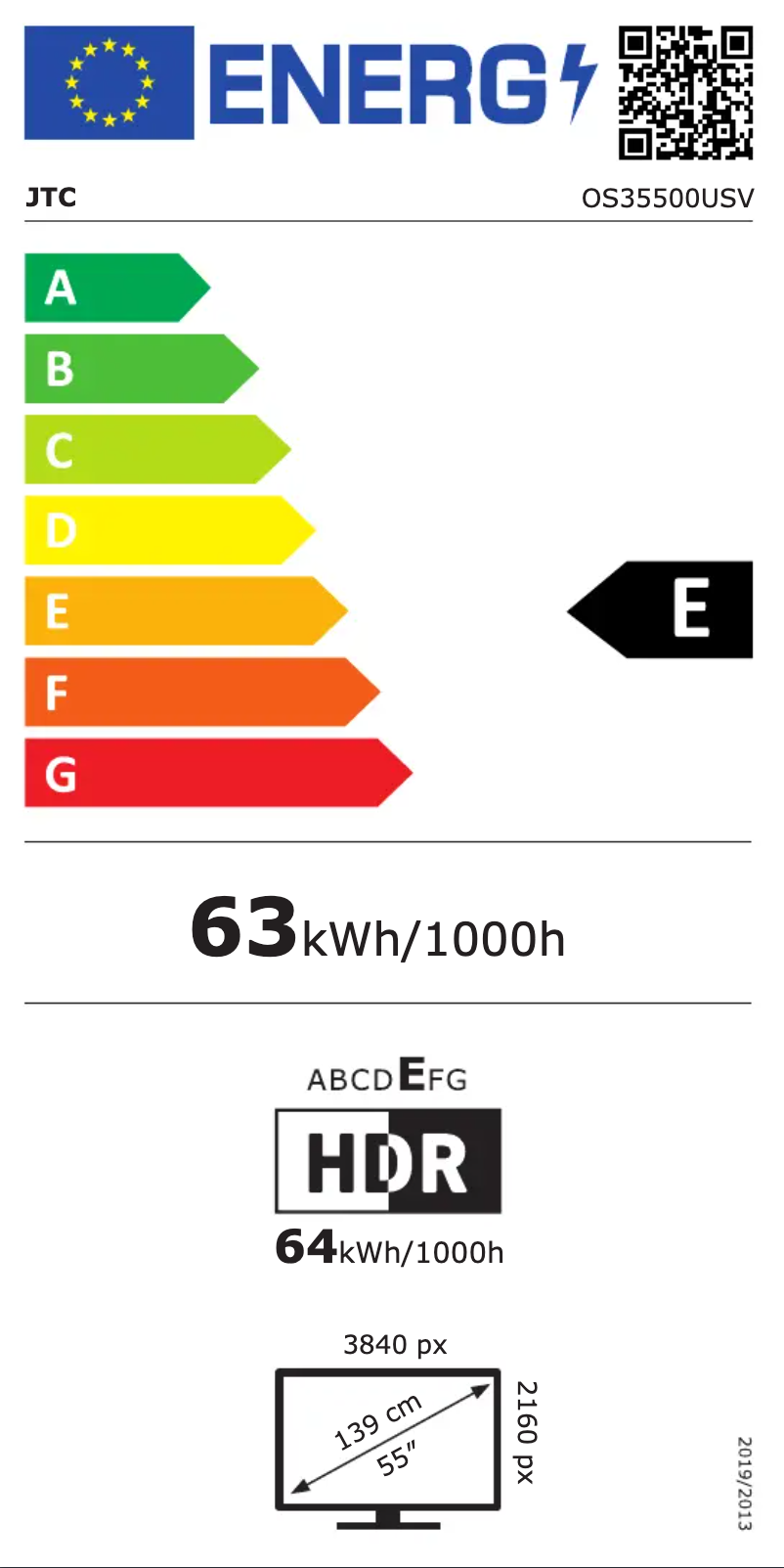 Page n°1 - Label énergétique Jay-Tech OS35500USV