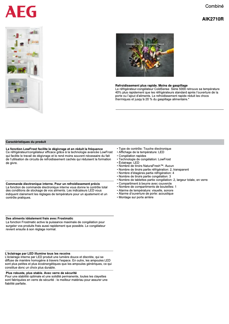 Page n°1 - Fiche technique AEG AIK2710R