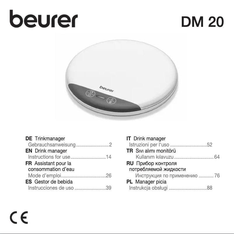 Page 1 de la notice Manuel utilisateur Beurer DM 20