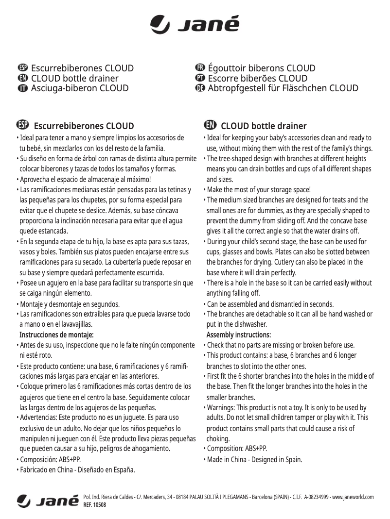 Page 1 de la notice Manuel utilisateur Jane Cloud