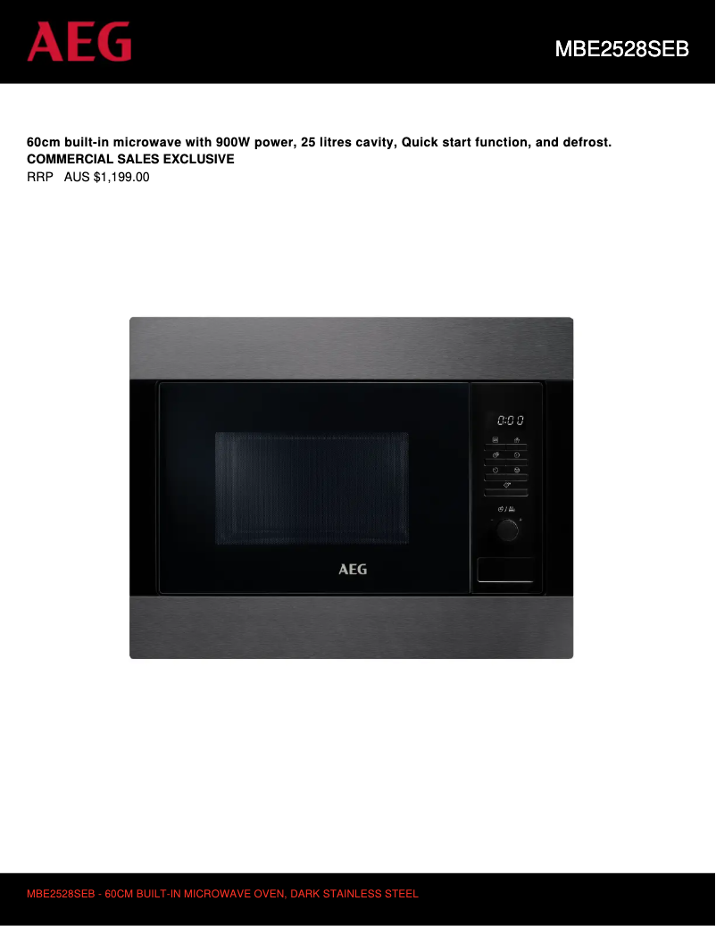 Página 1 del manual Ficha técnica AEG MBE2528SEB