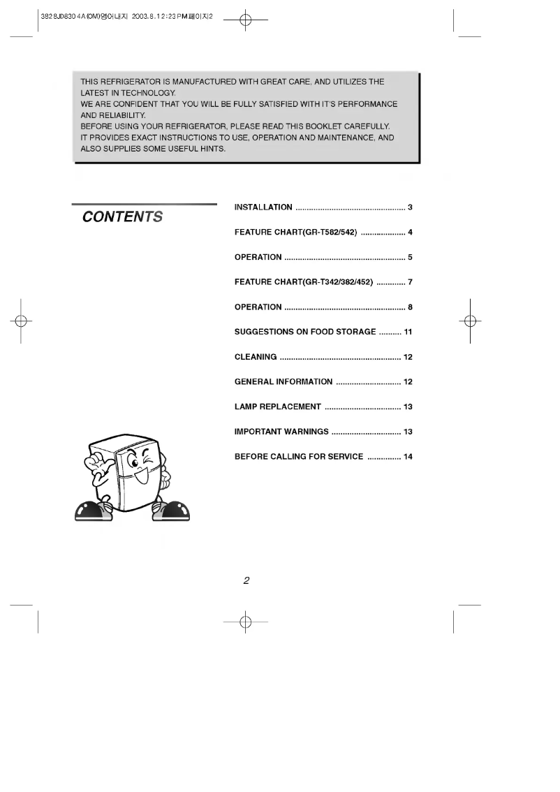 Image de la première page du manuel de l'appareil GR-T342G