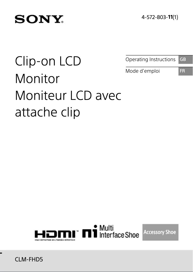 Page 1 de la notice Manuel utilisateur Sony CLM-FHD5