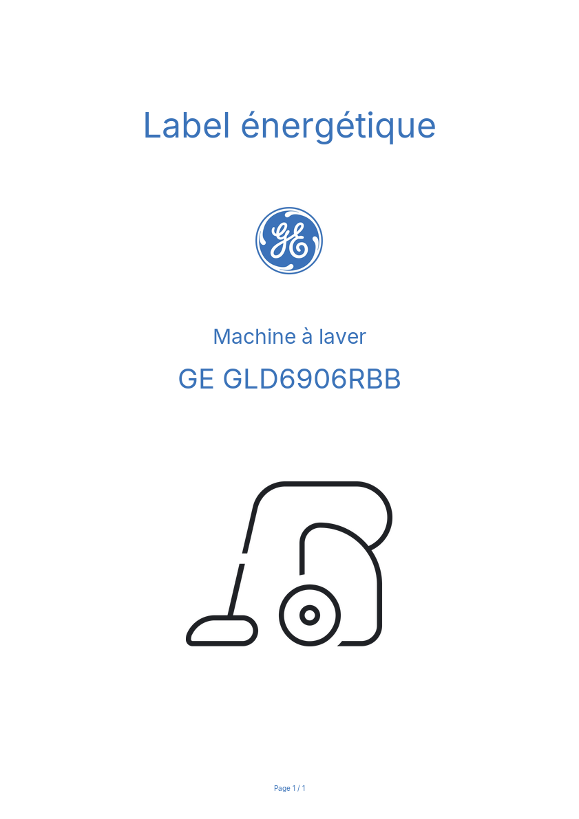 Page n°1 - Label énergétique GE GLD6906RBB
