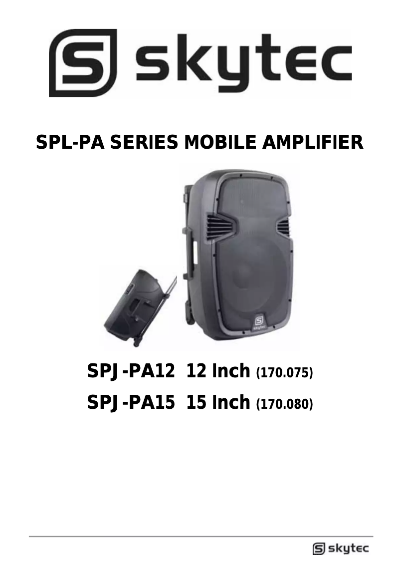 Page 1 de la notice Manuel utilisateur Skytec SPJ-PA12