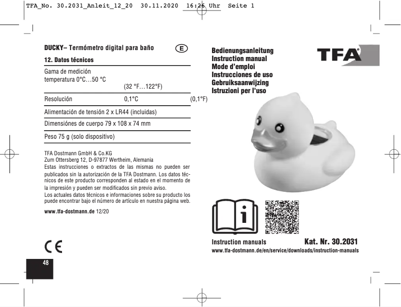 Image de la première page du manuel de l'appareil Ducky 30.2031.07