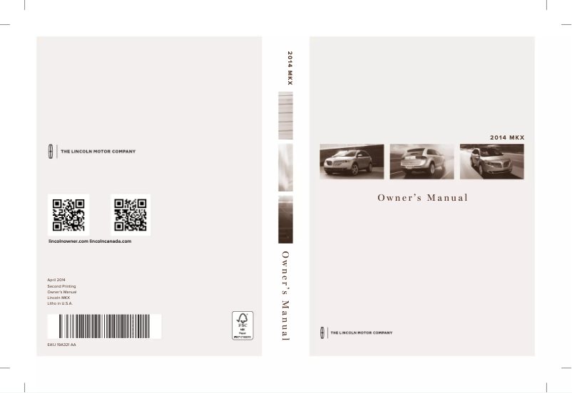 Image de la première page du manuel de l'appareil MKX (2014)