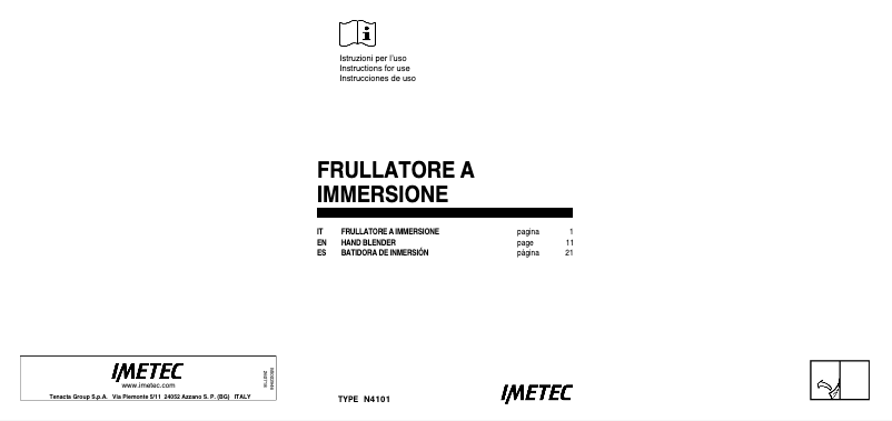 Page n°1 - Manuel utilisateur Imetec HB5 1500