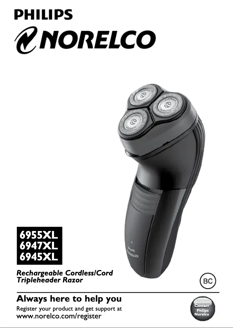 Page n°1 - Manuel utilisateur Philips Norelco 6945XL