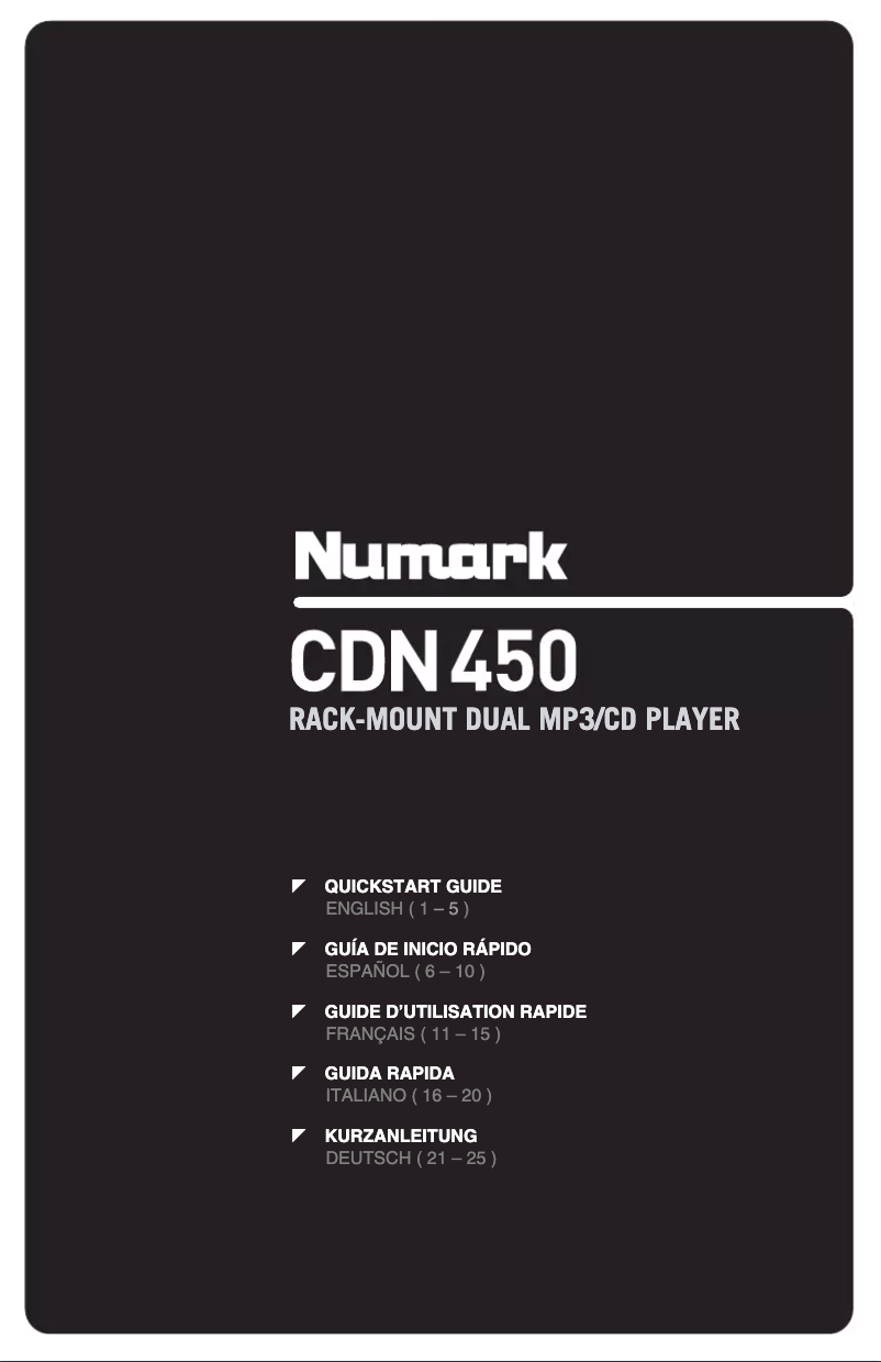 Page 1 de la notice Manuel utilisateur Numark CDN450