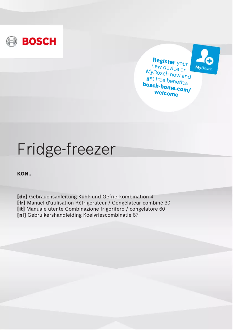 Page n°1 - Manuel utilisateur Bosch KGN497LDF