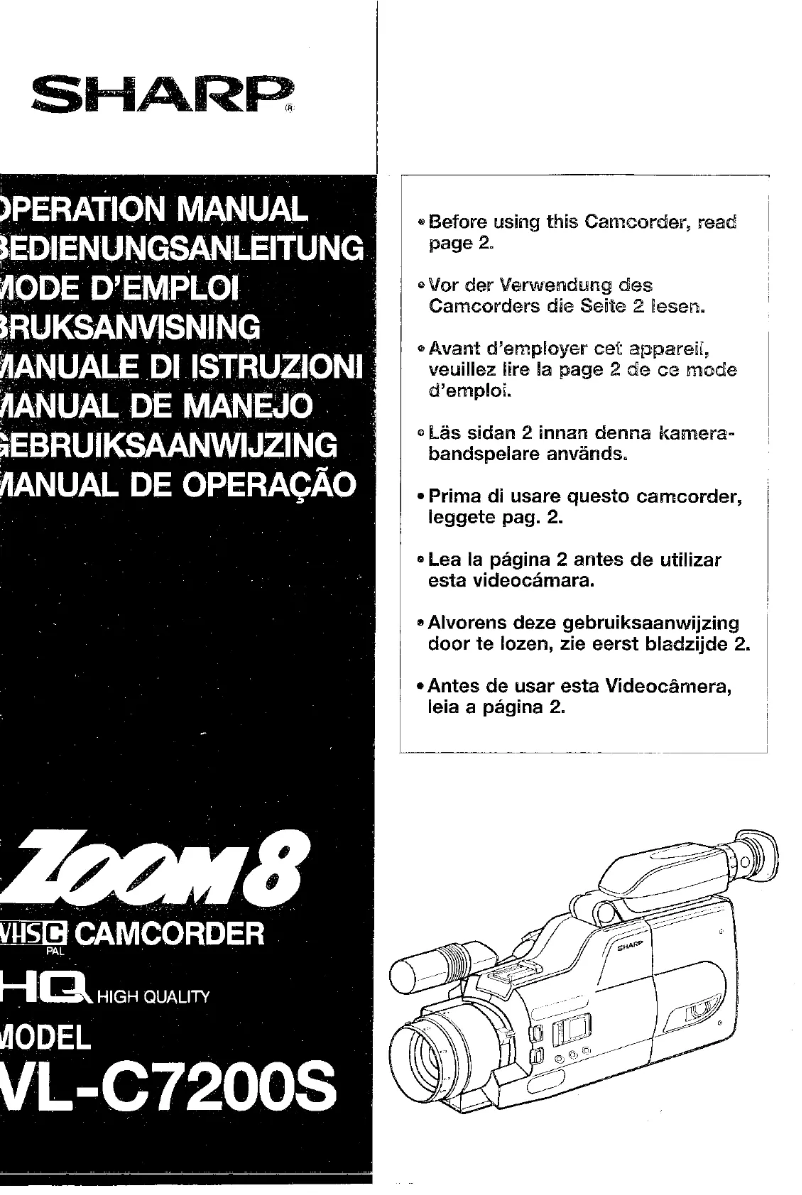 Image de la première page du manuel de l'appareil VL-C7200S
