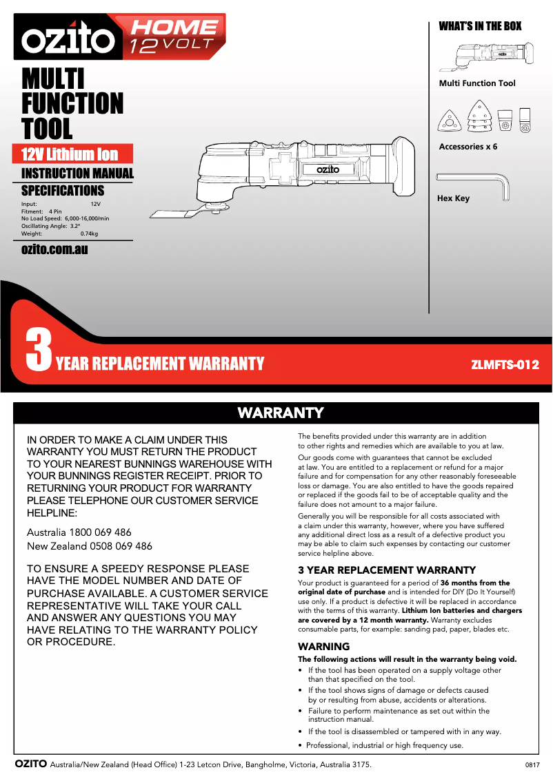 Image de la première page du manuel de l'appareil ZLMFTS-012