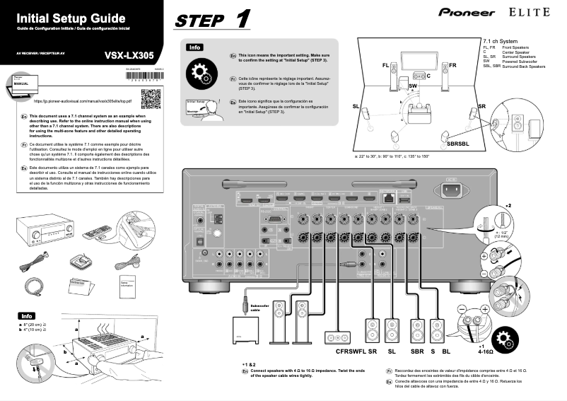 Image de la première page du manuel de l'appareil Elite VSX-LX305