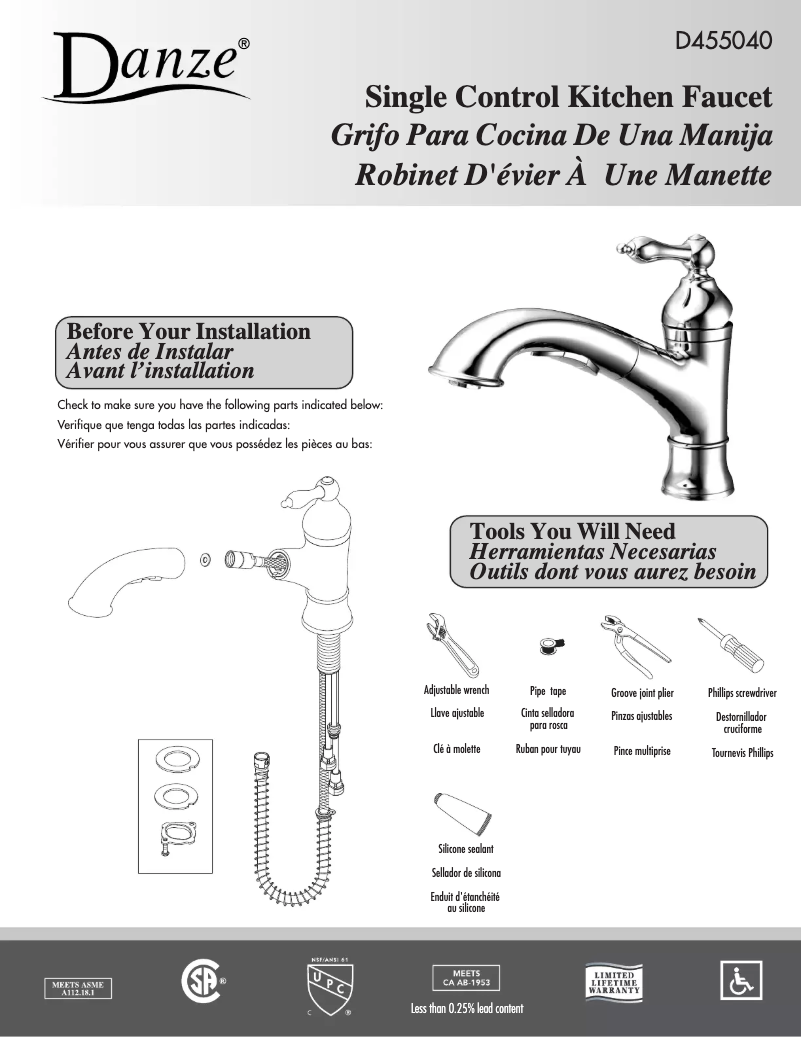 Page n°1 - Manuel utilisateur Danze D455040