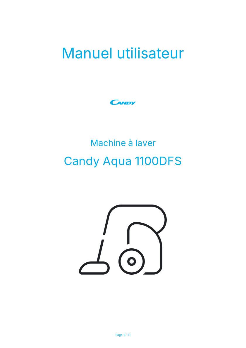 Page n°1 - Manuel utilisateur Candy Aqua 1100DFS