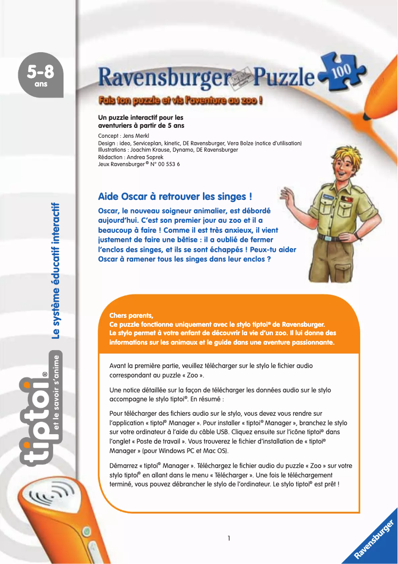 Page 1 de la notice Manuel utilisateur Ravensburger 00524