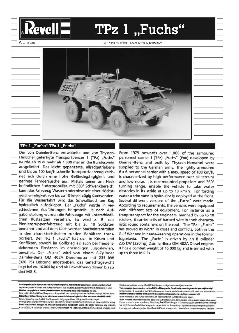 Page n°1 - Manuel utilisateur Revell TPz 1 FUCHS A4