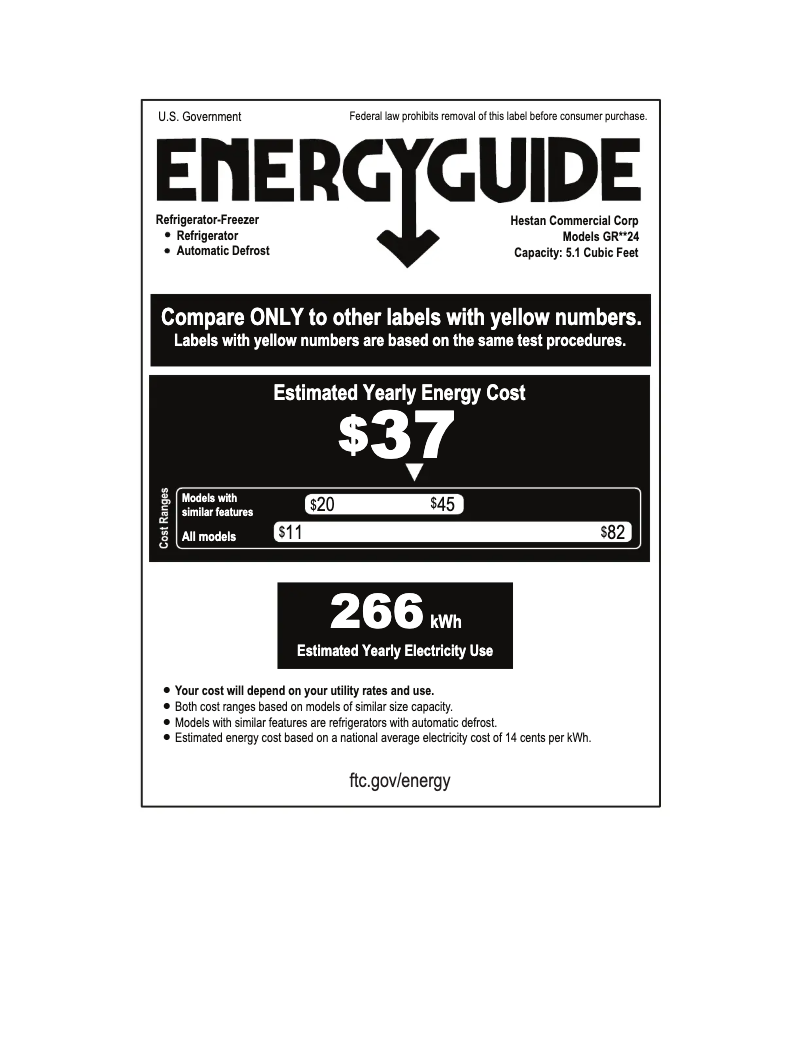 Page n°1 - Label énergétique Hestan GRSL24