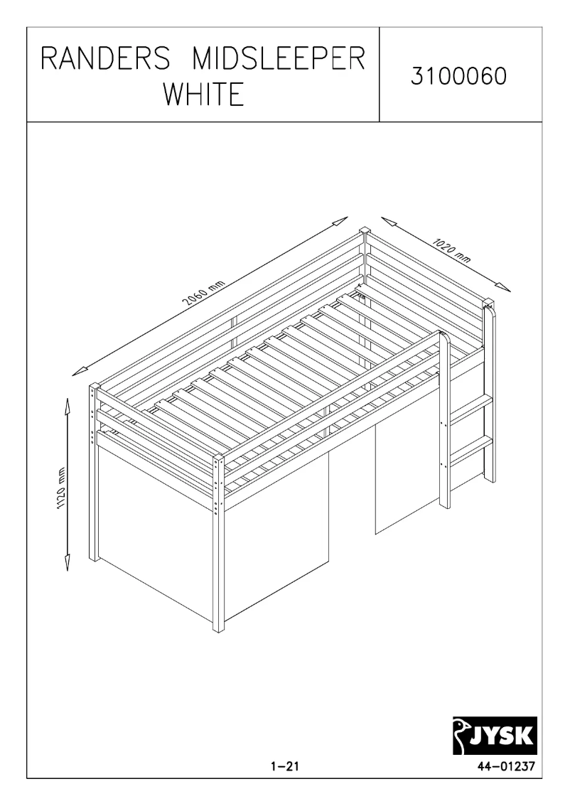 Page 1 de la notice Manuel utilisateur JYSK Randers