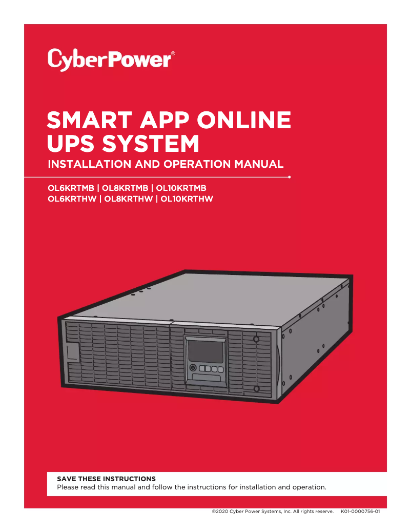 Page n°1 - Manuel utilisateur CyberPower Smart App Online OL10KRTMBTF