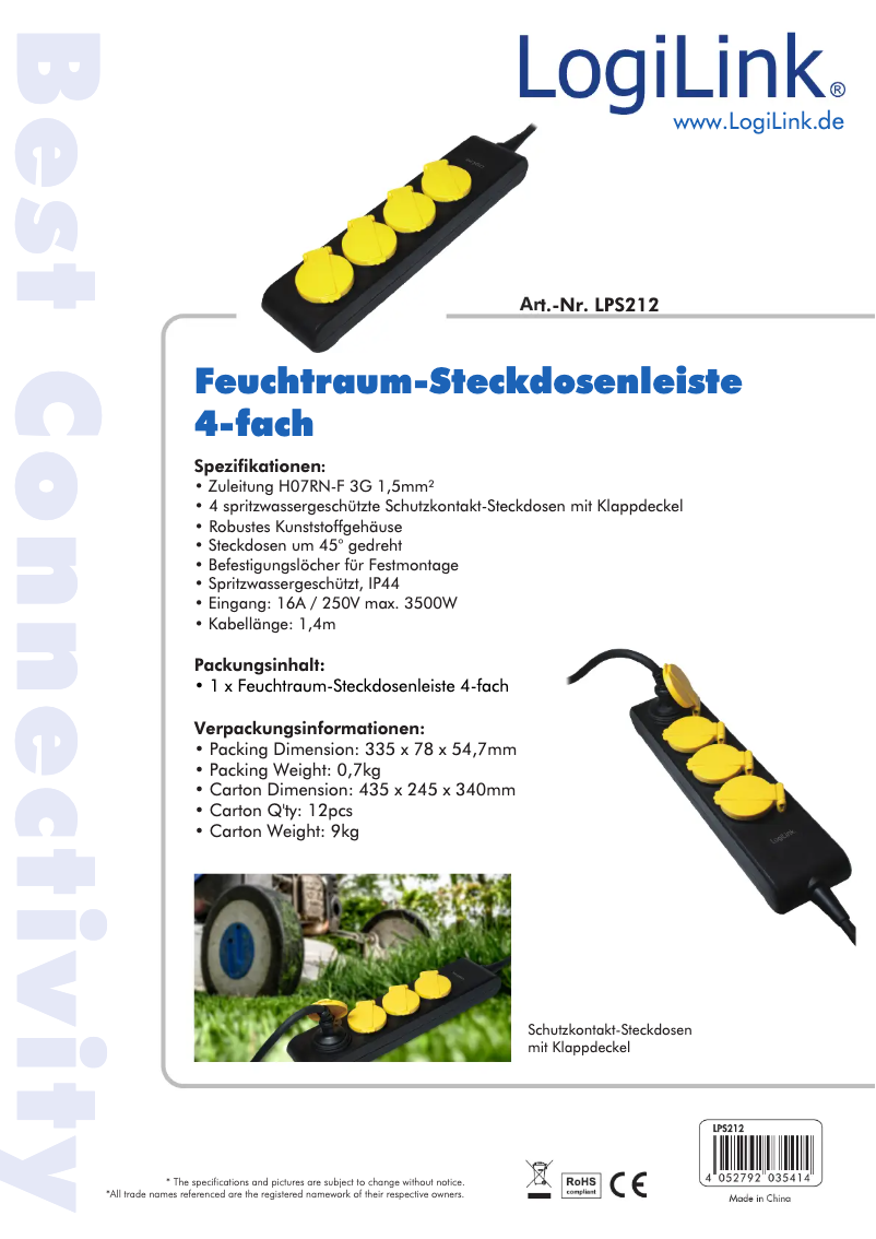 Page 1 de la notice Manuel utilisateur LogiLink LPS212