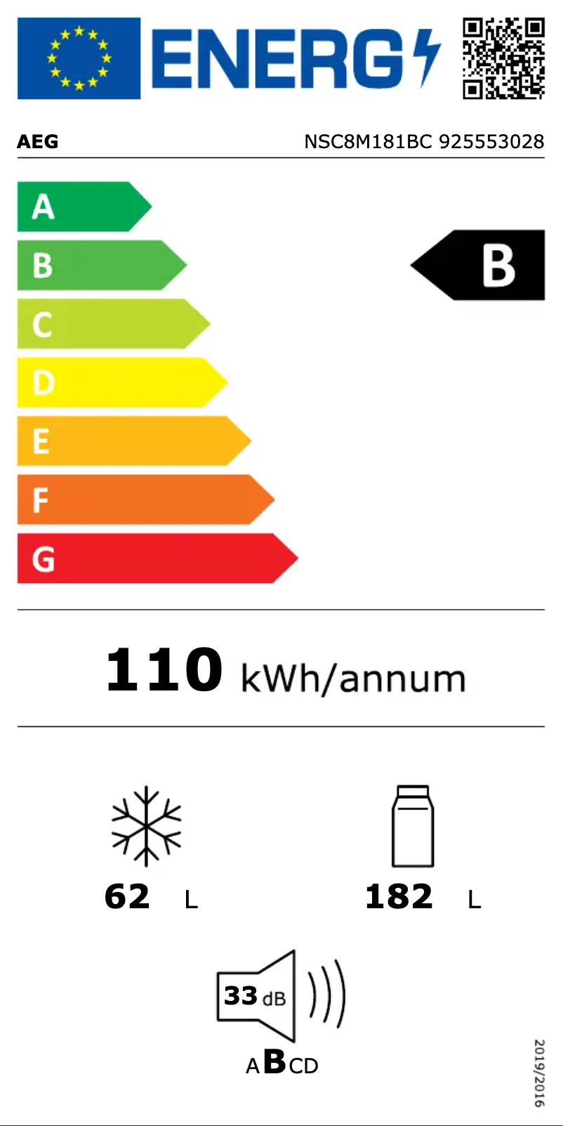 Página 1 del manual Etiqueta energética AEG NSC8M181BC