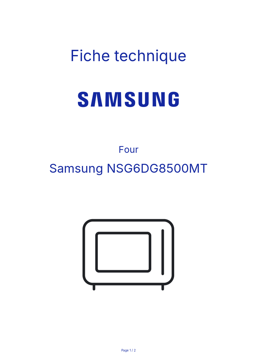 Page n°1 - Fiche technique Samsung NSG6DG8500MT