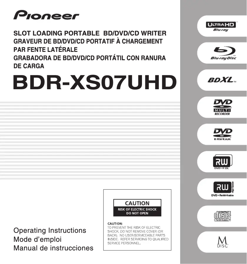 Page 1 de la notice Manuel utilisateur Pioneer BDR-XS07UHD