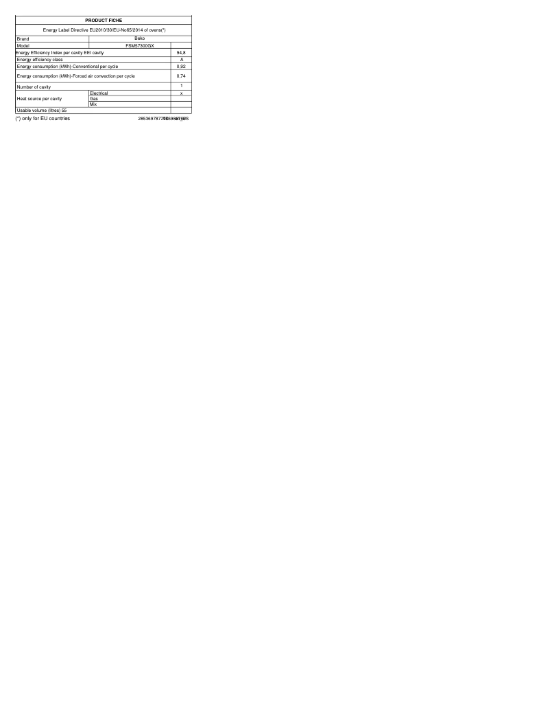 Page n°1 - Fiche technique Beko FSM57300GX