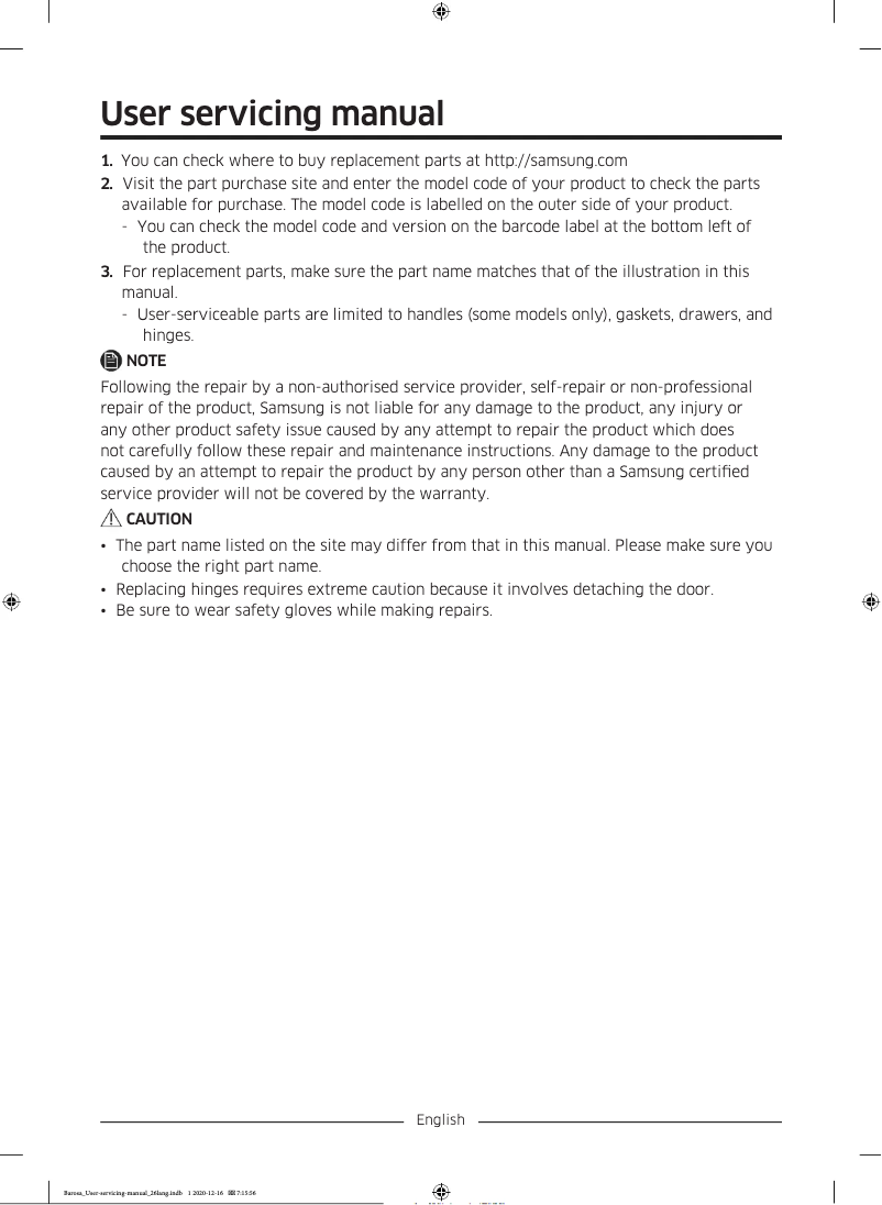 Page 1 de la notice Manuel utilisateur Samsung SRL456LS