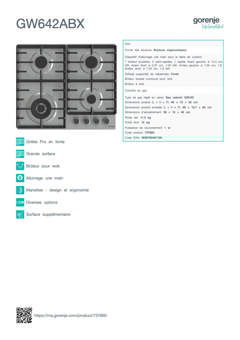 Image de la première page du manuel de l'appareil GW642ABX