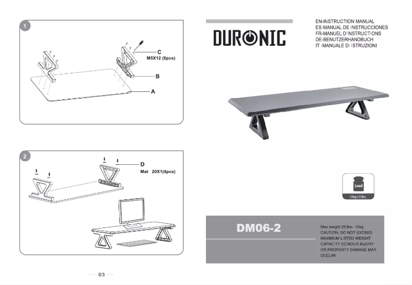 Page 1 de la notice Manuel utilisateur Duronic DM06-2