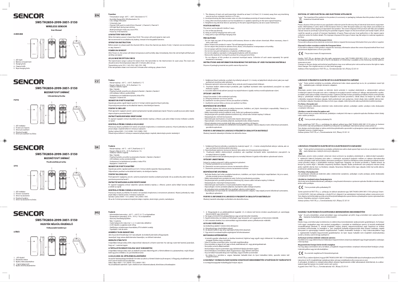 Page 1 de la notice Manuel utilisateur Sencor SWS TH2850-2999-3851-5150