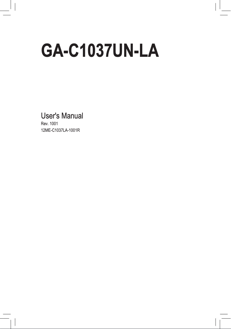Page 1 de la notice Manuel utilisateur Gigabyte GA-C1037UN-LA