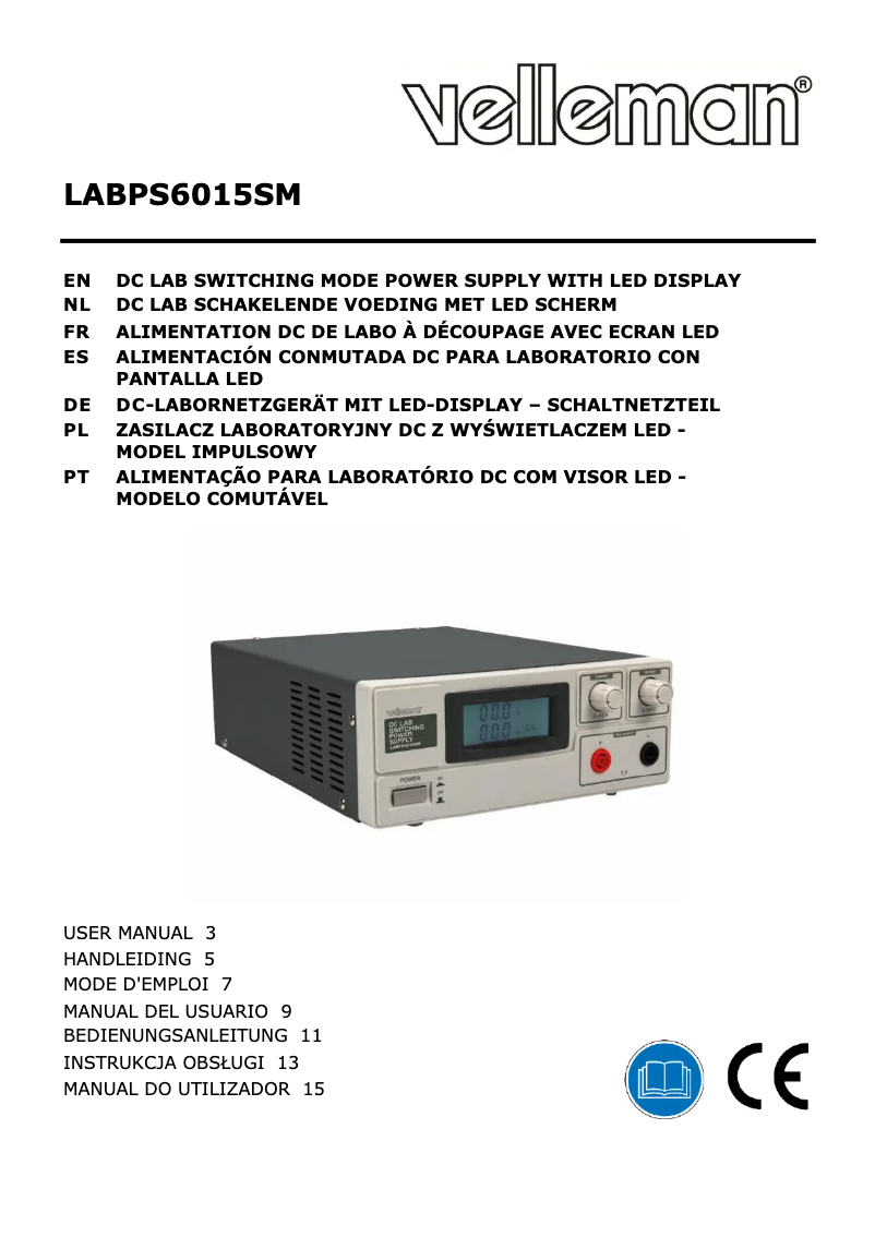 Page n°1 - Manuel utilisateur Velleman LABPS6015SM