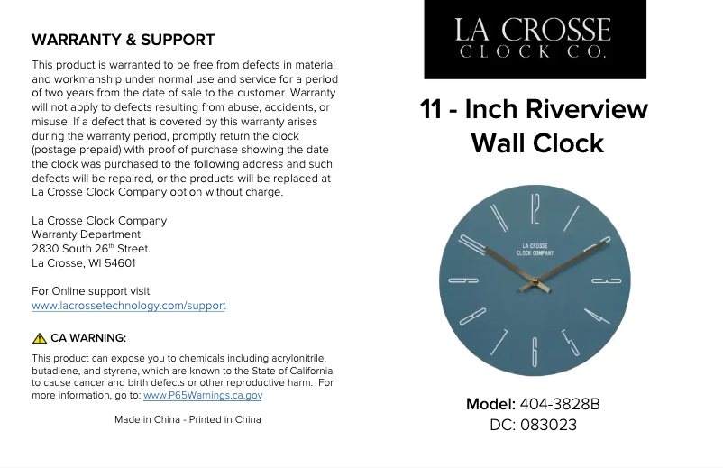 Page 1 de la notice Manuel utilisateur La Crosse Technology 404-3828B