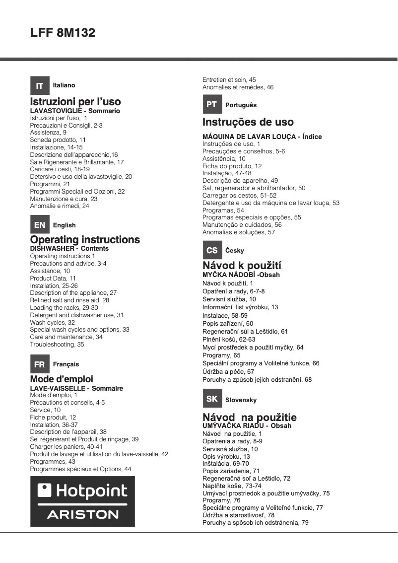 Page n°1 - Manuel utilisateur Hotpoint Ariston LFF 8M132 IX EU