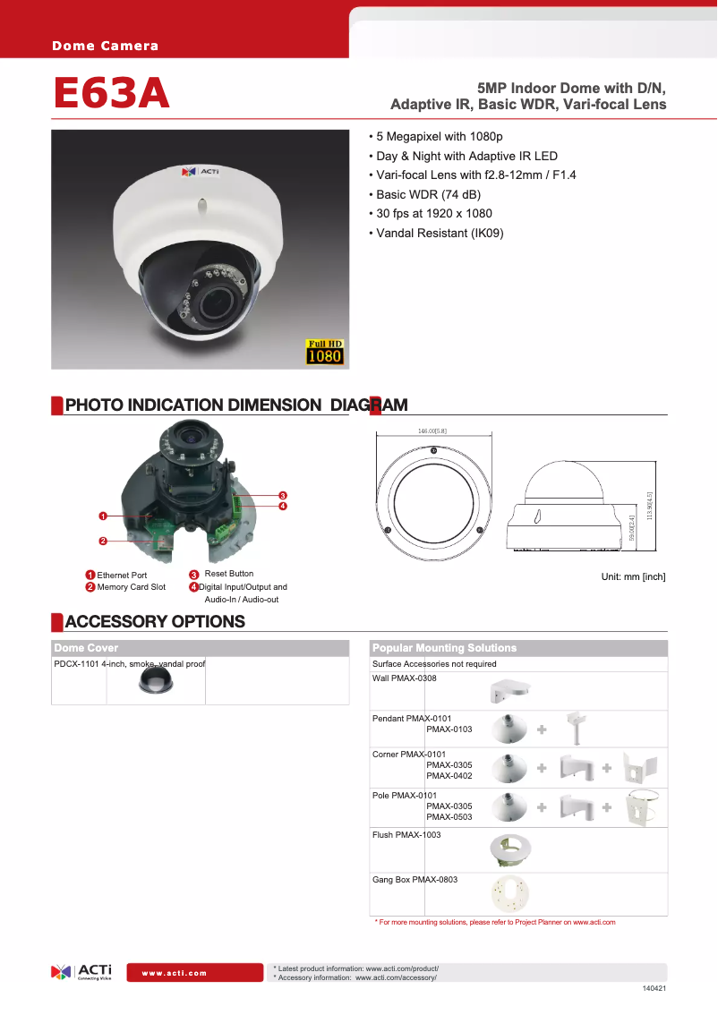 Página 1 del manual Folleto ACTi E63
