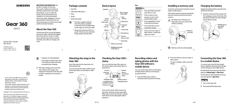 Page n°1 - Guide d'installation Samsung Gear 360