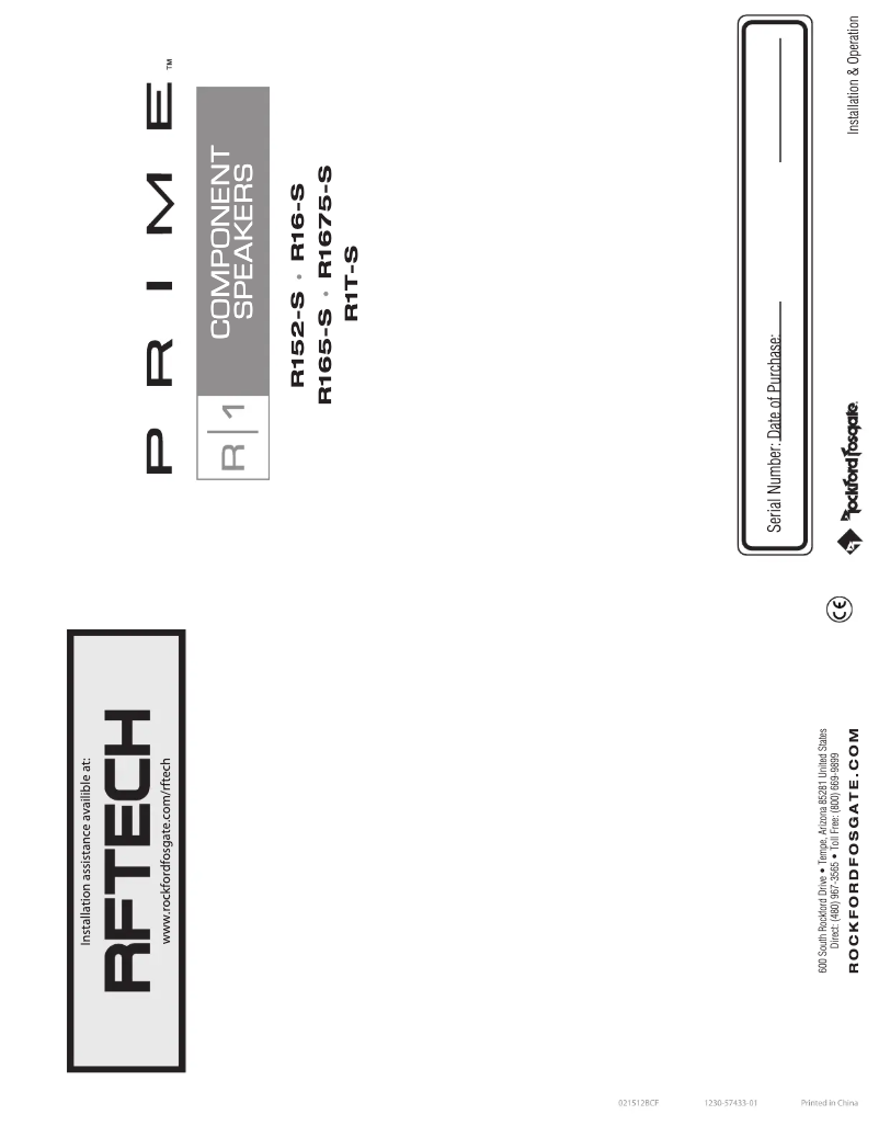 Page n°1 - Manuel utilisateur Rockford Fosgate Prime R1652-S