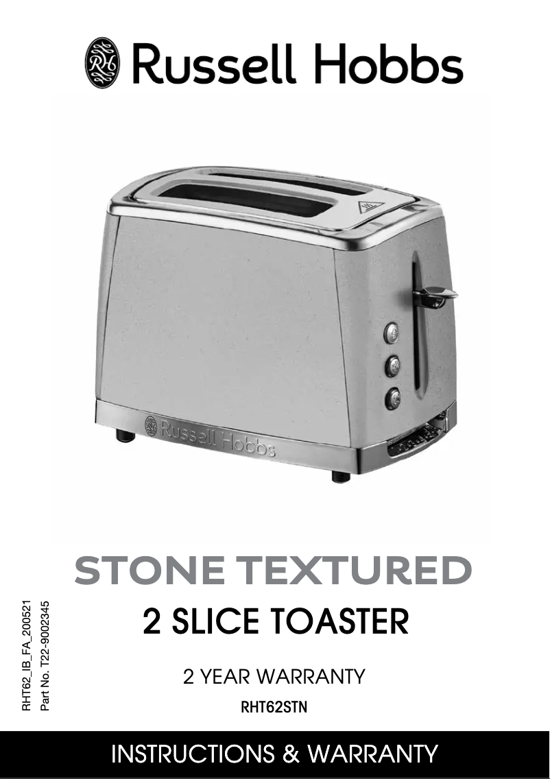 Image de la première page du manuel de l'appareil Stone Textured RHT62STN