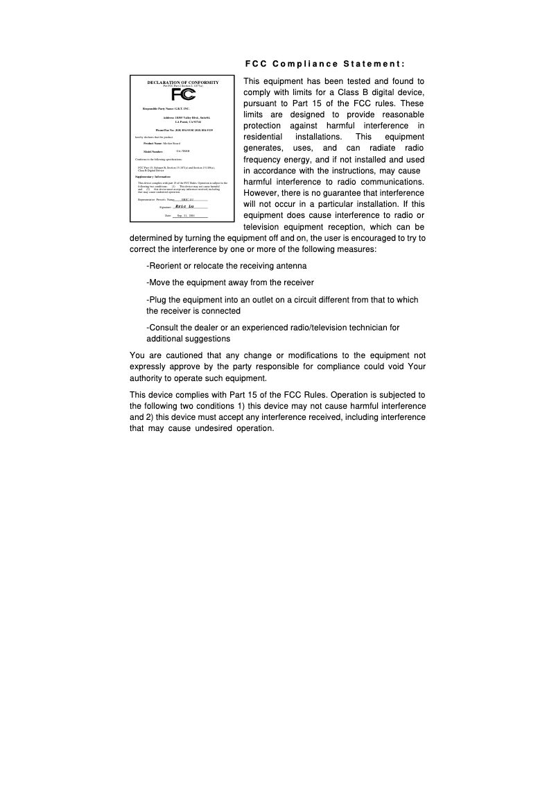 Image de la première page du manuel de l'appareil GA-7IXEH