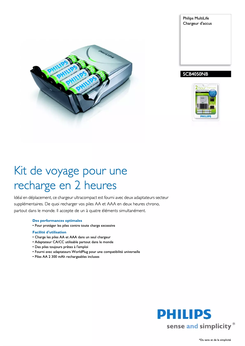 Page n°1 - Fiche technique Philips MultiLife SCB4050NB