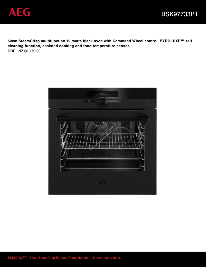 Page 1 de la notice Fiche technique AEG BSK97733PT