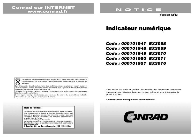 Image de la première page du manuel de l'appareil EX3068