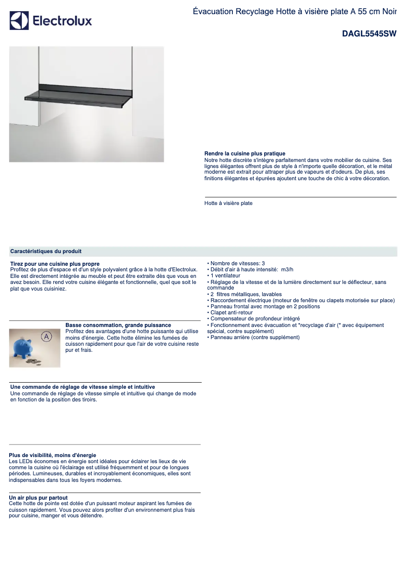 Page n°1 - Fiche technique Electrolux DAGL5545SW