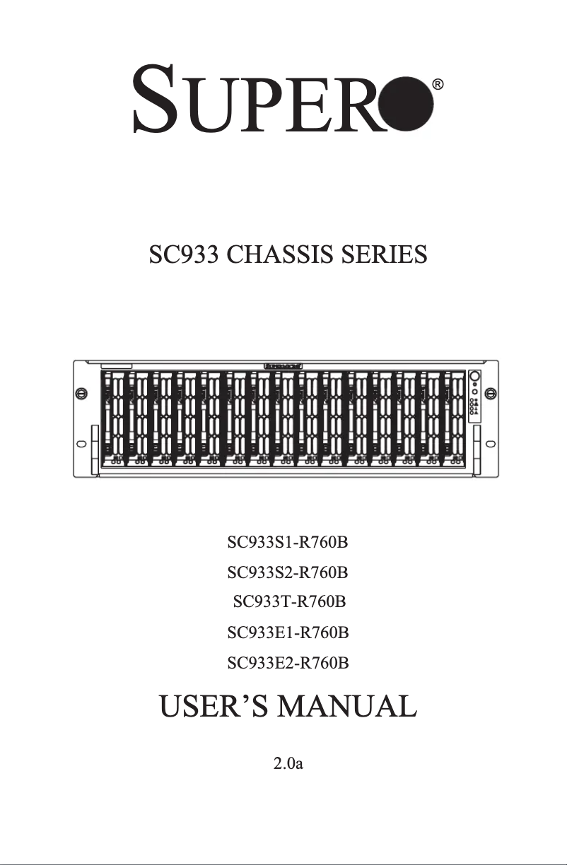 Page 1 of the manual User Manual Supermicro SuperChassis SC932T-R760