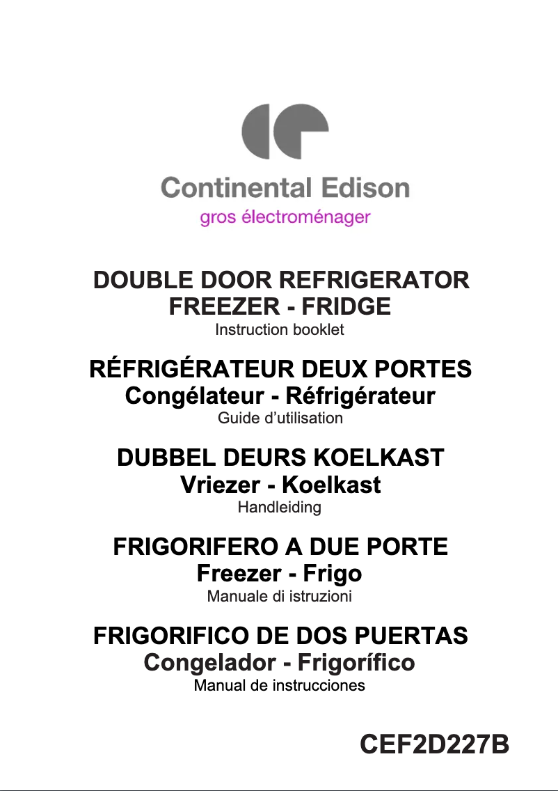 Page 1 de la notice Manuel utilisateur Continental Edison CEF2D227B